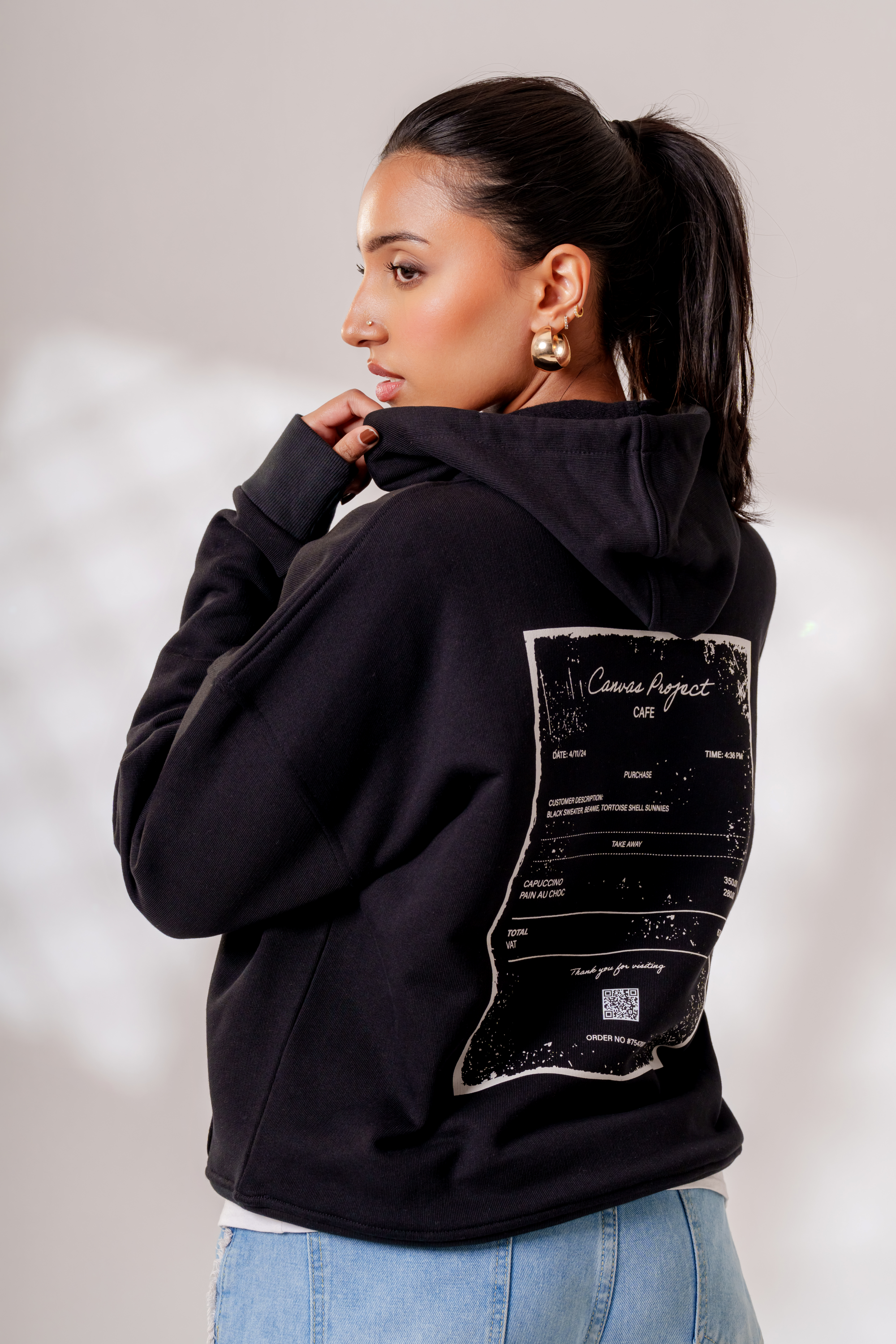 'Guilty Pleasure' Oversized Hoodie in Jet Black