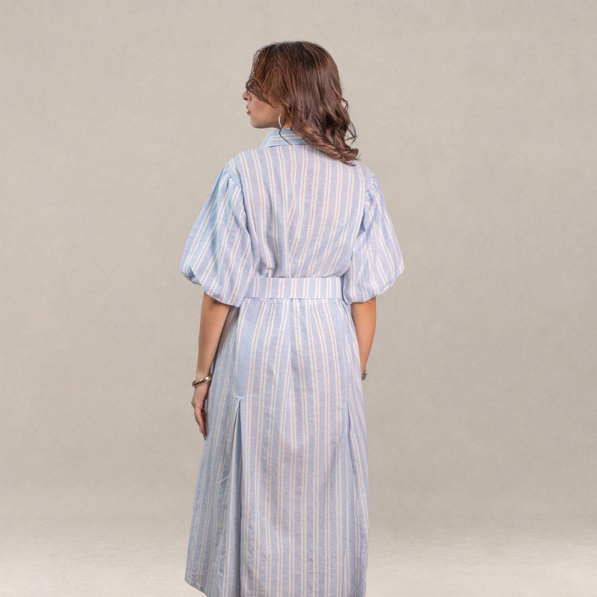 Capri Midi Shirt Dress - Sky Blue Stripe