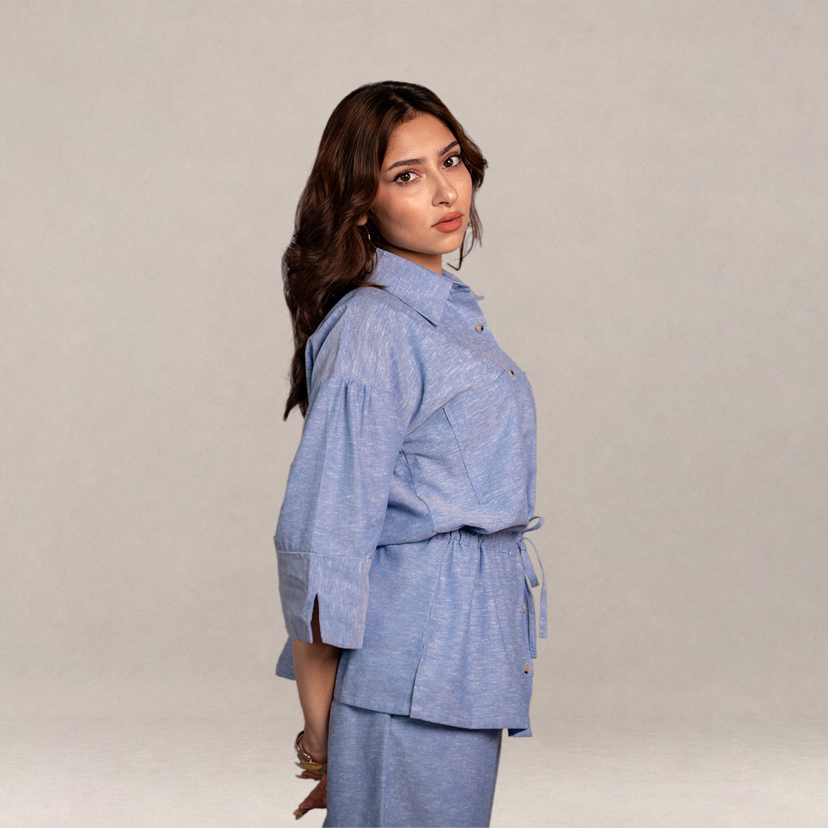 Monaco Draped Co-ord - Skyfall Blue