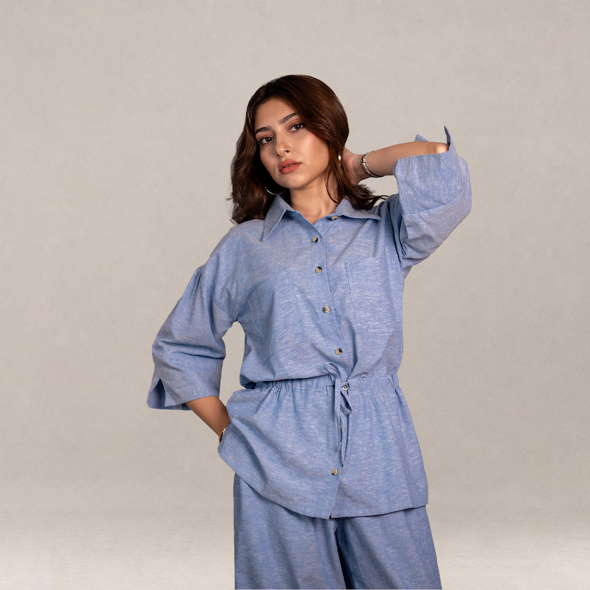 Monaco Draped Co-ord - Skyfall Blue