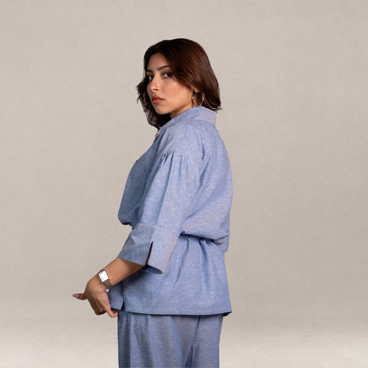 Monaco Draped Co-ord - Skyfall Blue