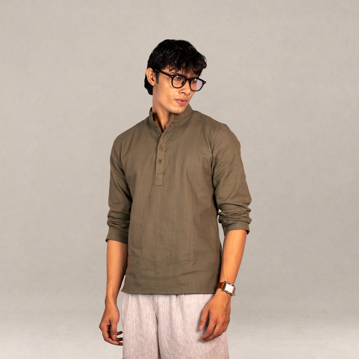 Naeel Contemporary Kurta In Olive