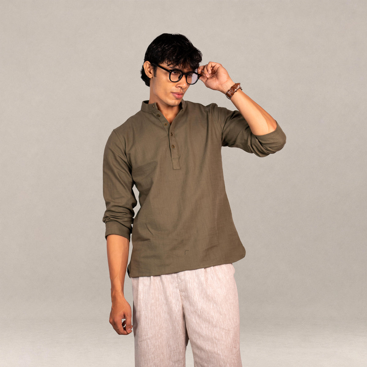 Naeel Contemporary Kurta In Olive