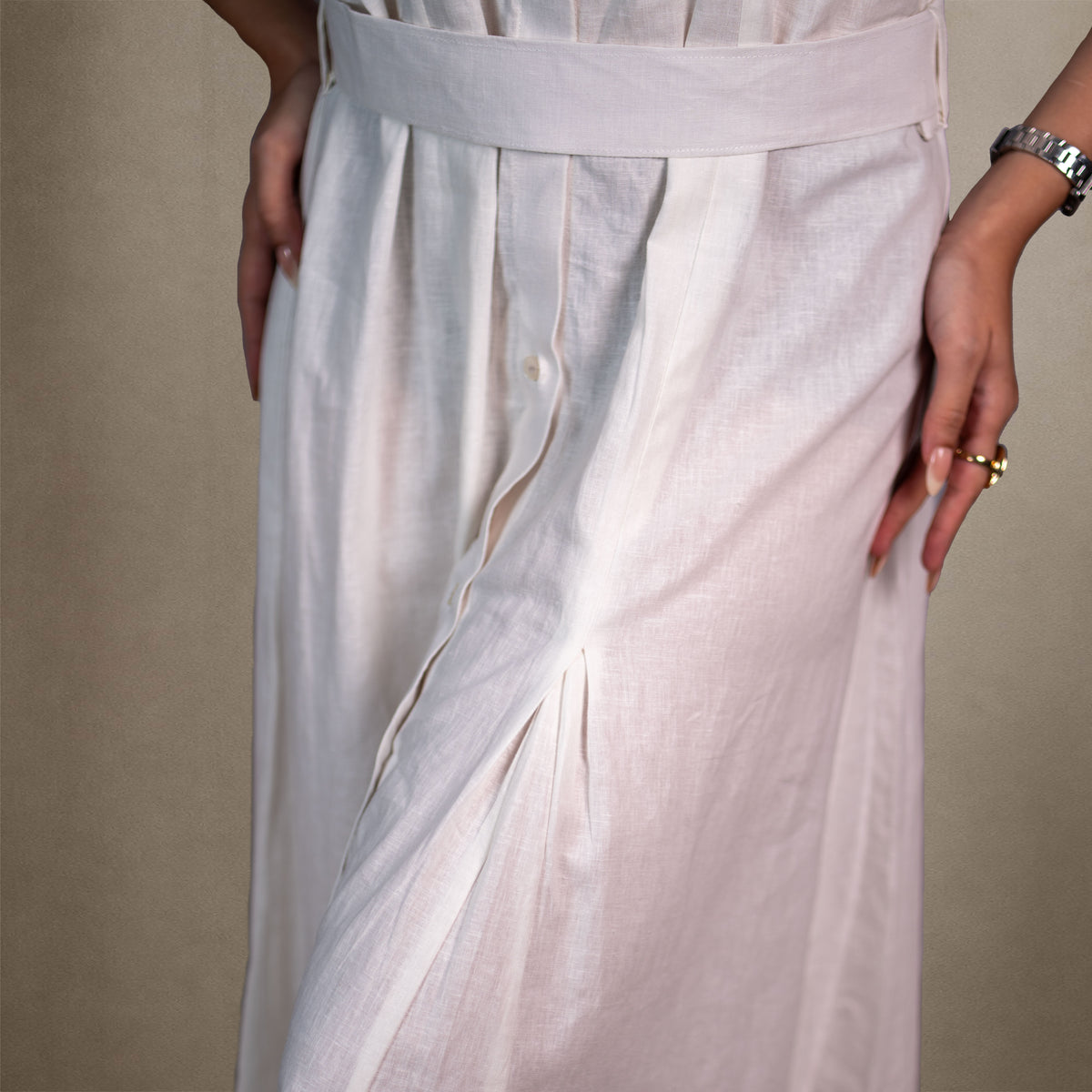 Capri Midi Shirt Dress - Santorini White