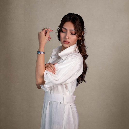 Capri Midi Shirt Dress - Santorini White