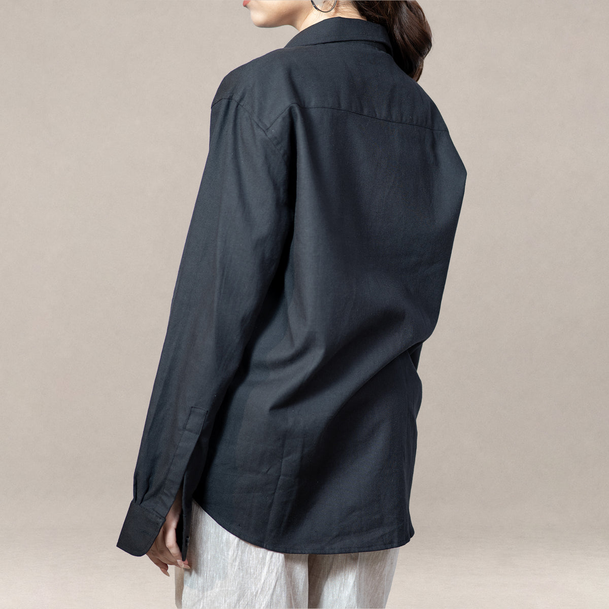 Verona Cuban Collar Linen Shirt – Jet Black