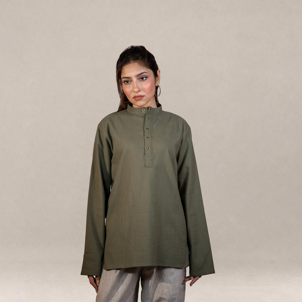 Naeel Contemporary Kurta In Olive