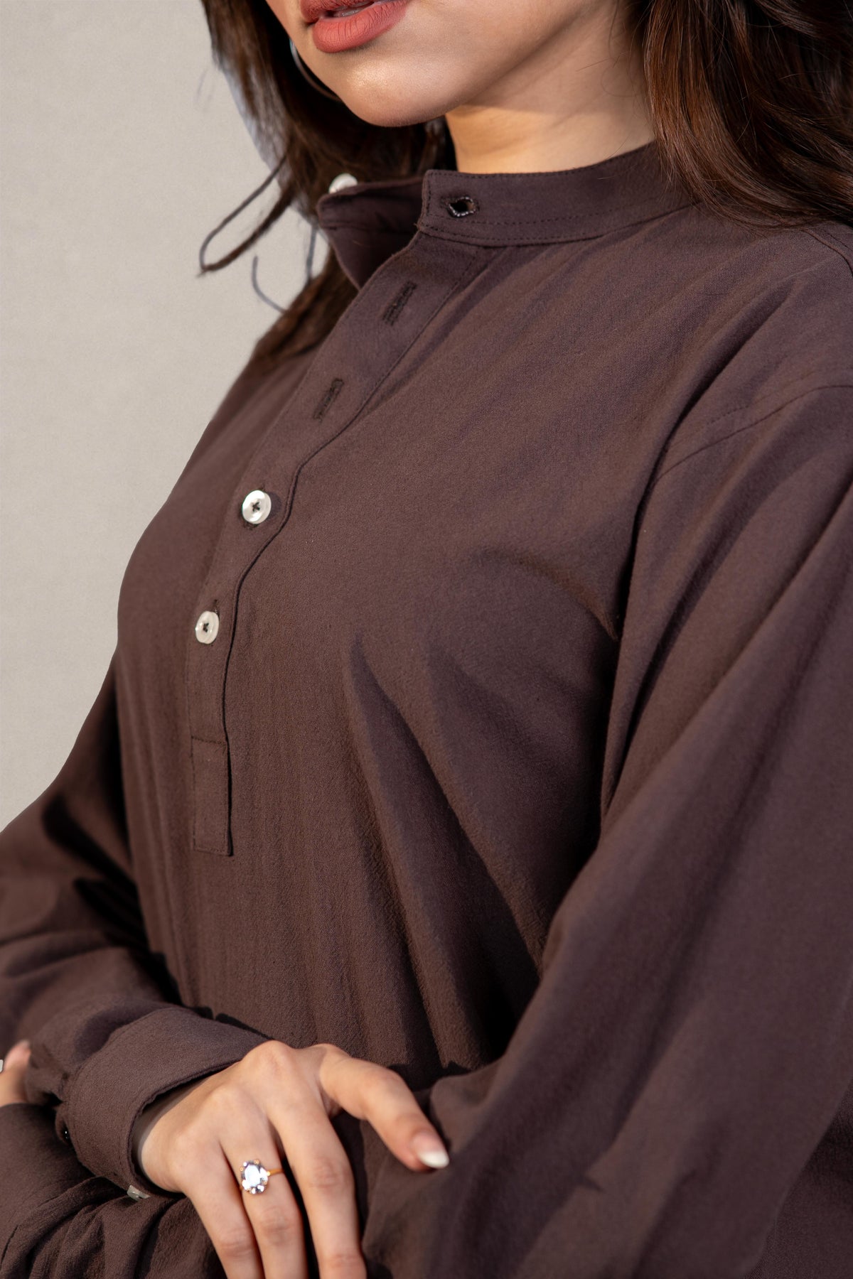 Sorrento Popover Henley Shirt –  Brown