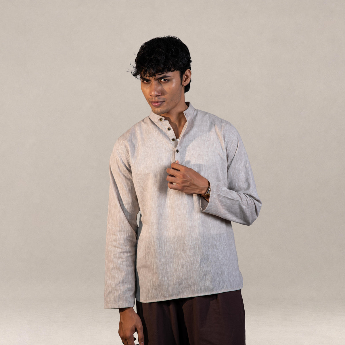 Sorrento Popover Henley Shirt - Sand