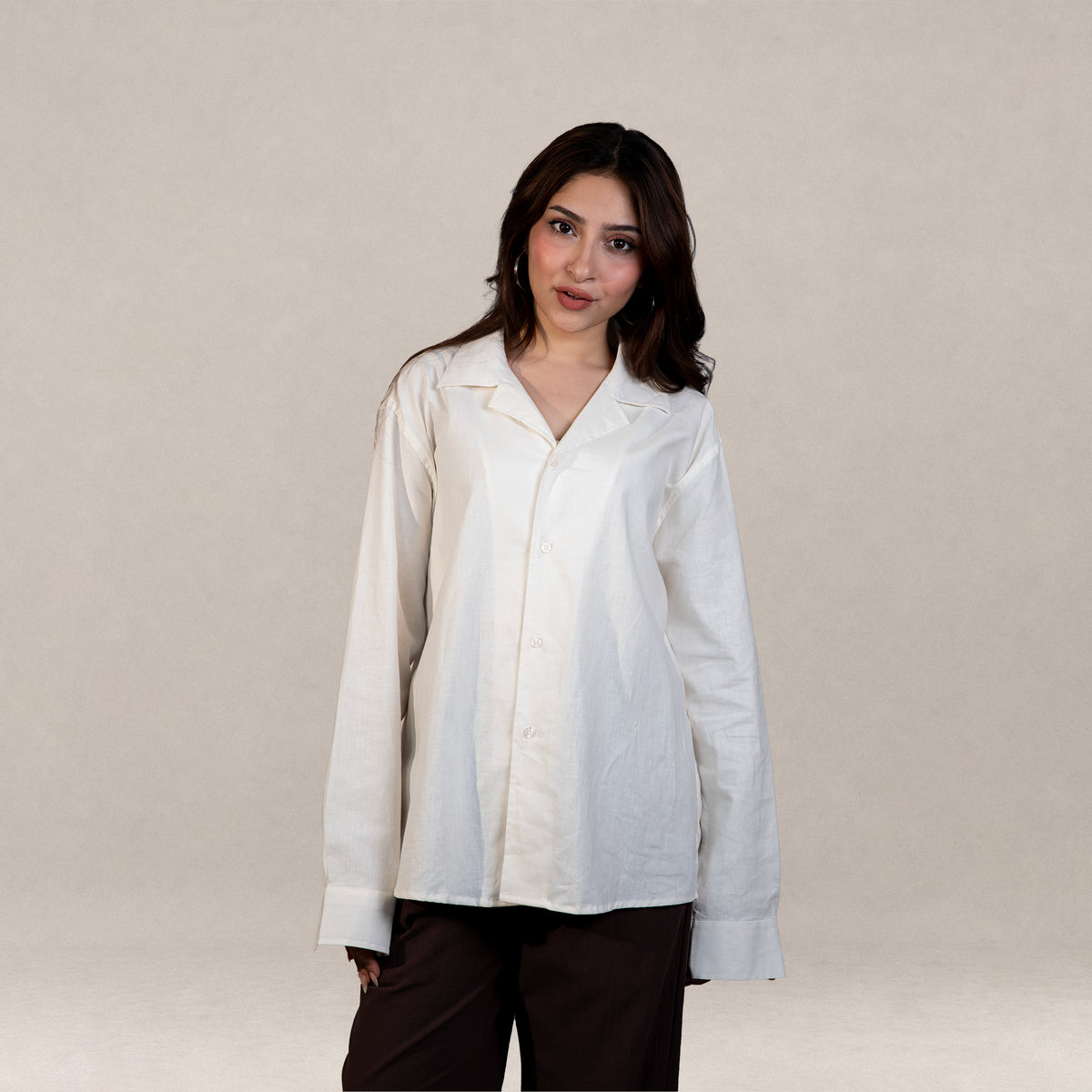 Verona Cuban Collar Linen Shirt –  Ivory White