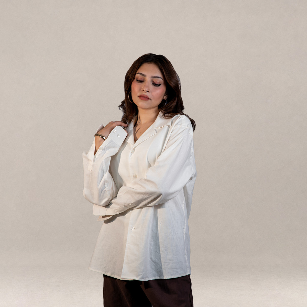 Verona Cuban Collar Linen Shirt –  Ivory White