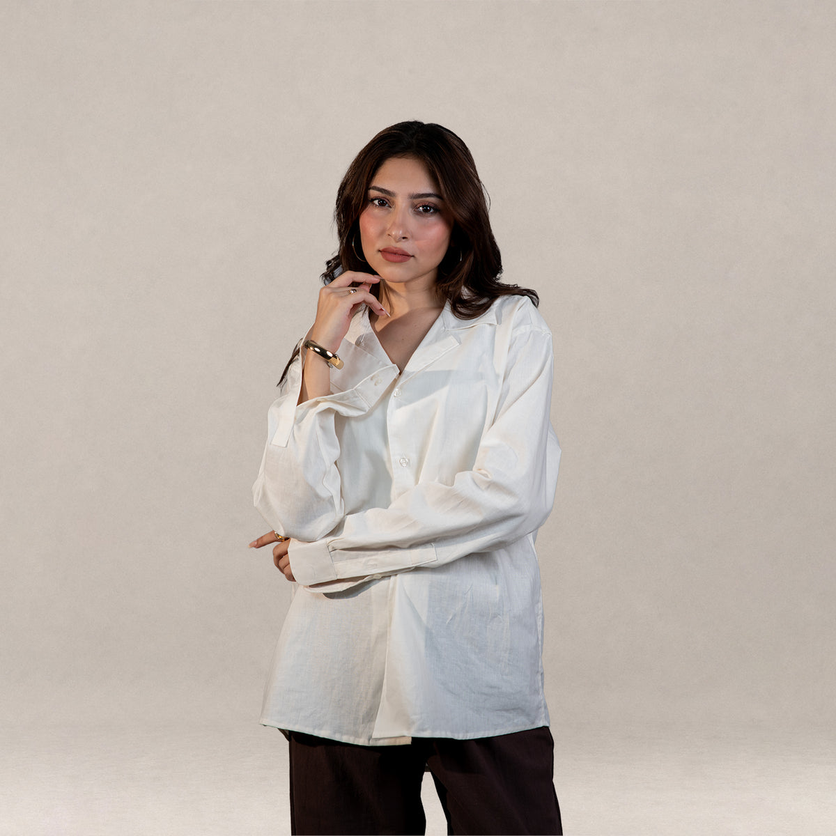 Verona Cuban Collar Linen Shirt –  Ivory White