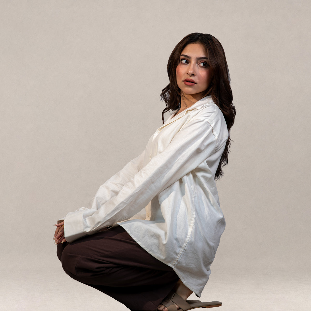 Verona Cuban Collar Linen Shirt –  Ivory White