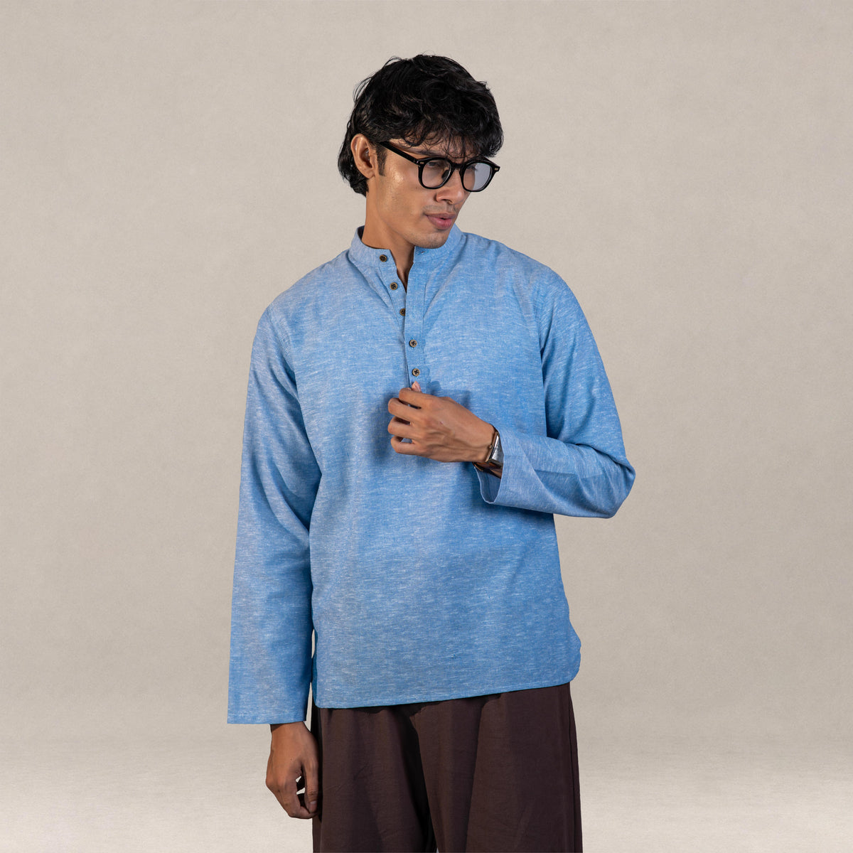 Sorrento Popover Henley Shirt -  Skyfall Blue