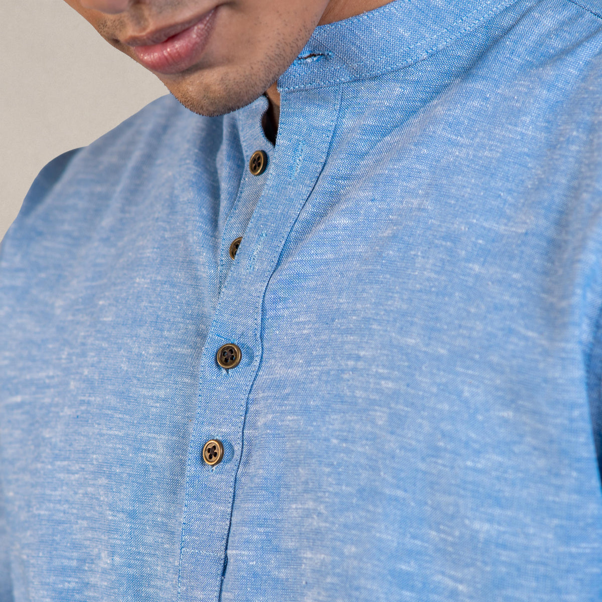 Sorrento Popover Henley Shirt -  Skyfall Blue