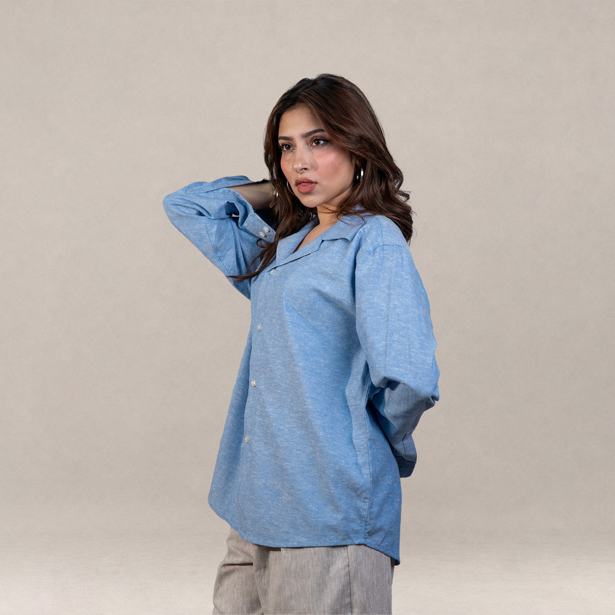 Verona Cuban Collar Linen Shirt –  Skyfall Blue
