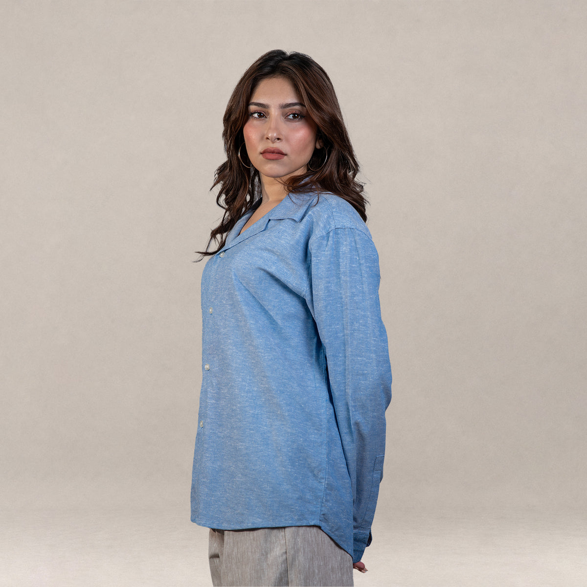 Verona Cuban Collar Linen Shirt –  Skyfall Blue