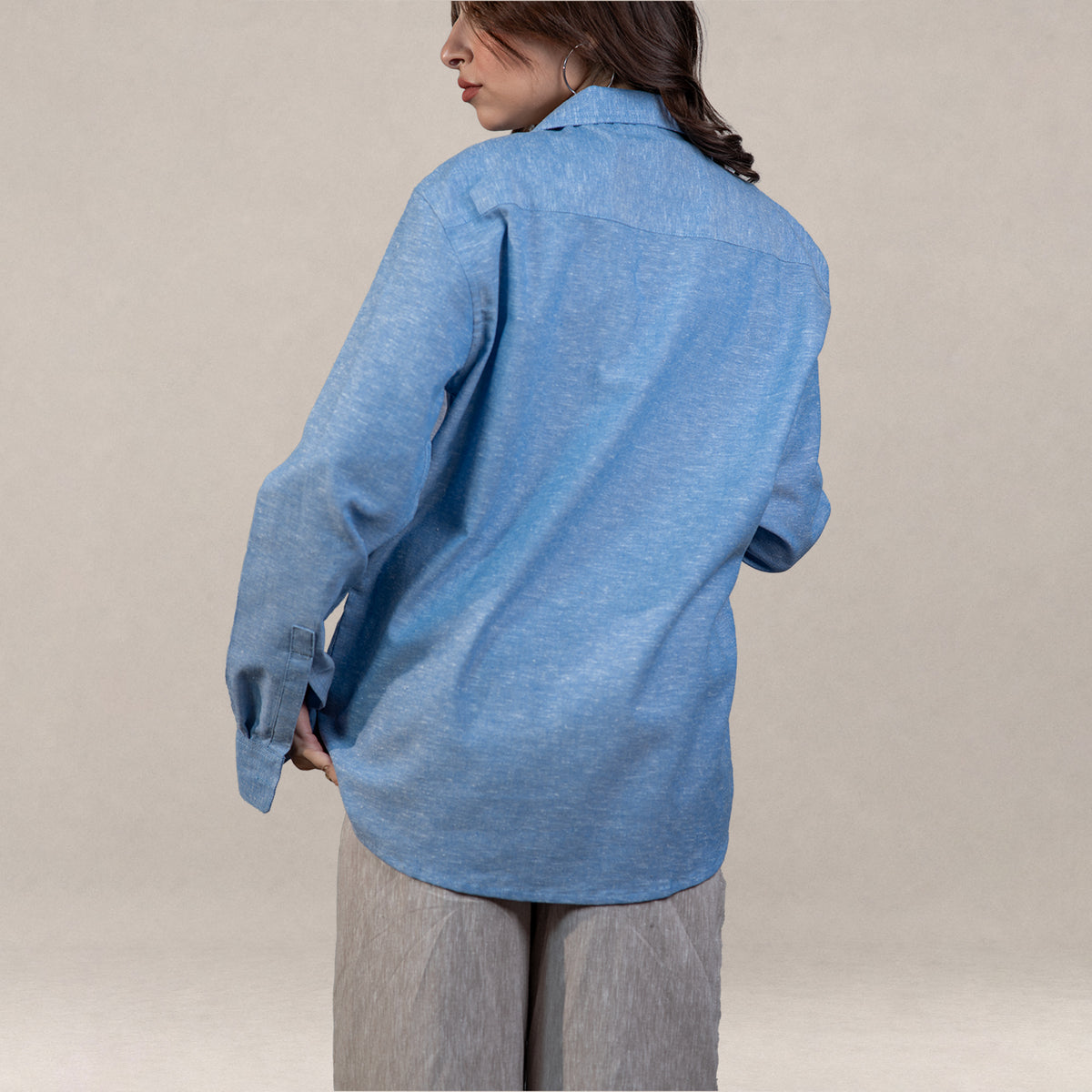 Verona Cuban Collar Linen Shirt –  Skyfall Blue
