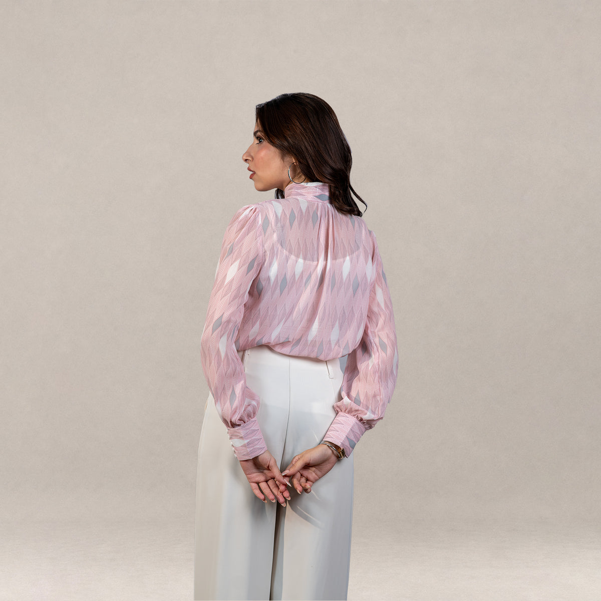 Dusty Pink Printed High Neck Top