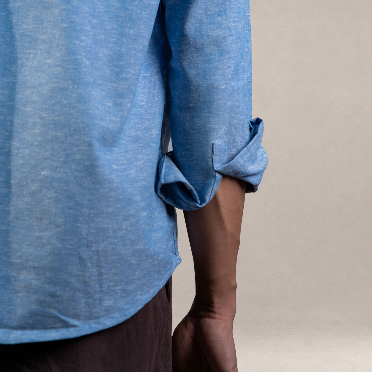 Verona Cuban Collar Linen Shirt - Skyfall Blue