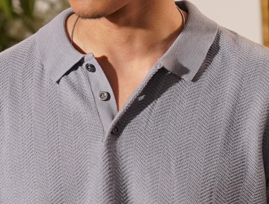 Bologna Blue Steel Knit Polo