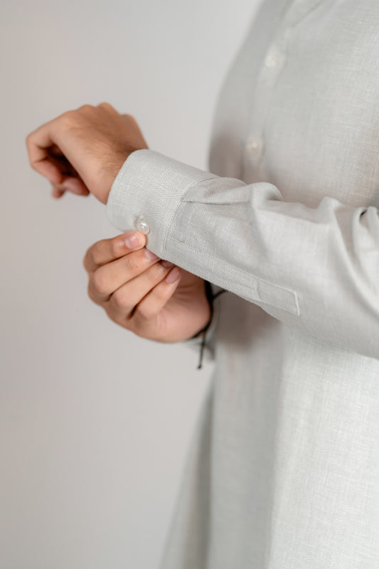 Aarib Structured Contemporary Kurta - Faded Green