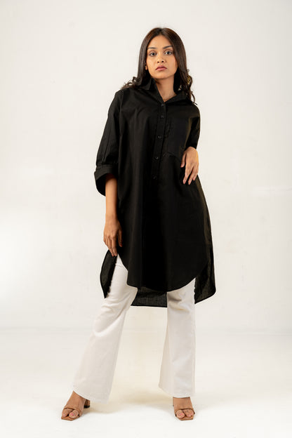 Black Oversized Poplin Shirt