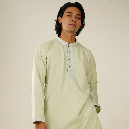 Mansour Embroidered Panjabi in Mint Green