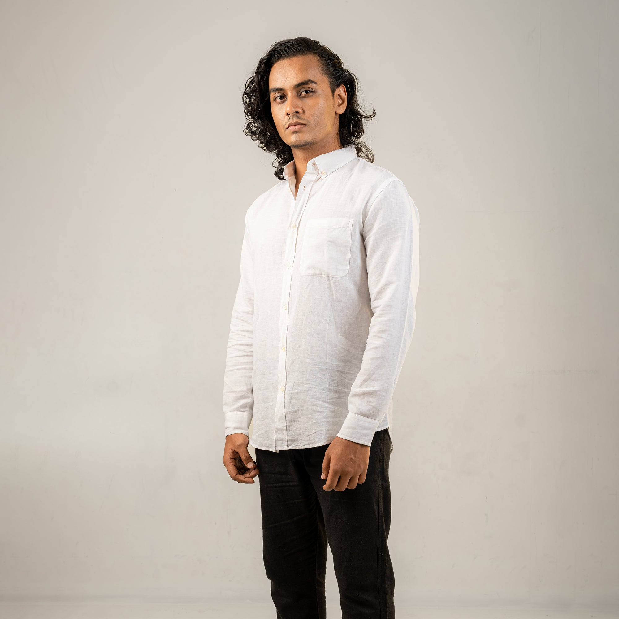 White Linen Effect Shirt