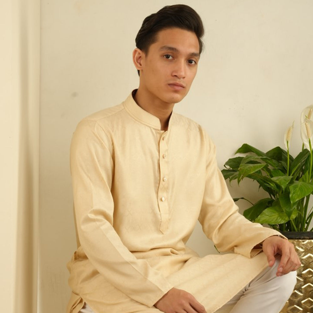 Shahenshah Ivory Jacquard Panjabi