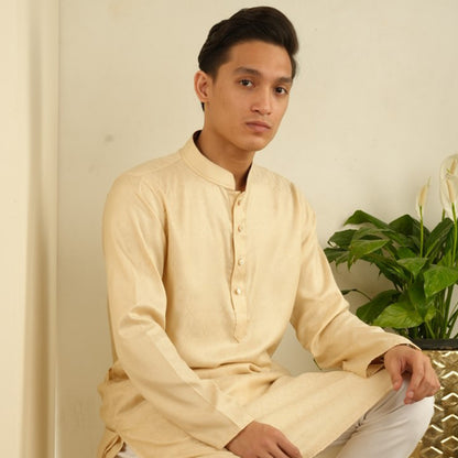 Shahenshah Ivory Jacquard Panjabi