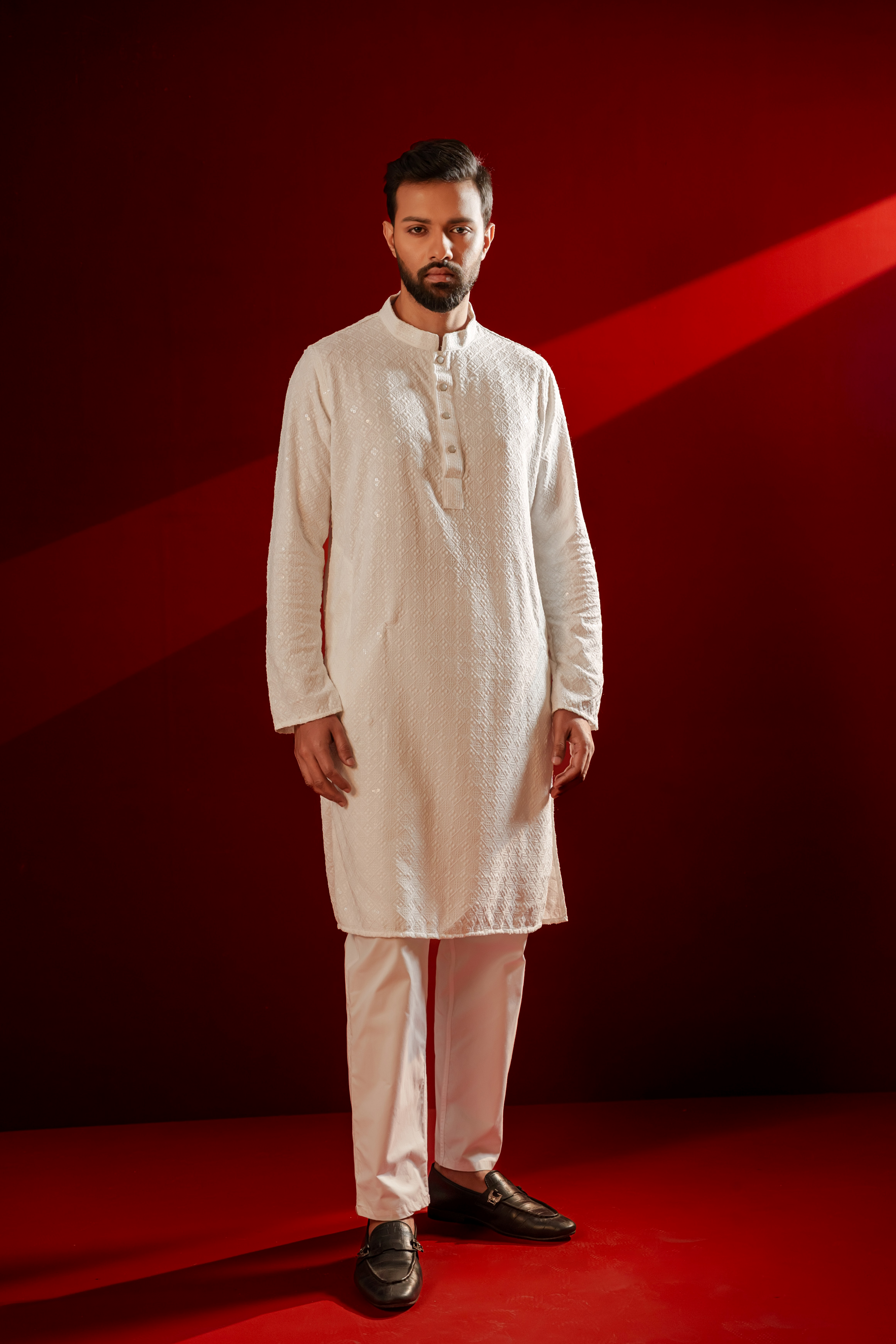 Zameer Embroidered Panjabi – White