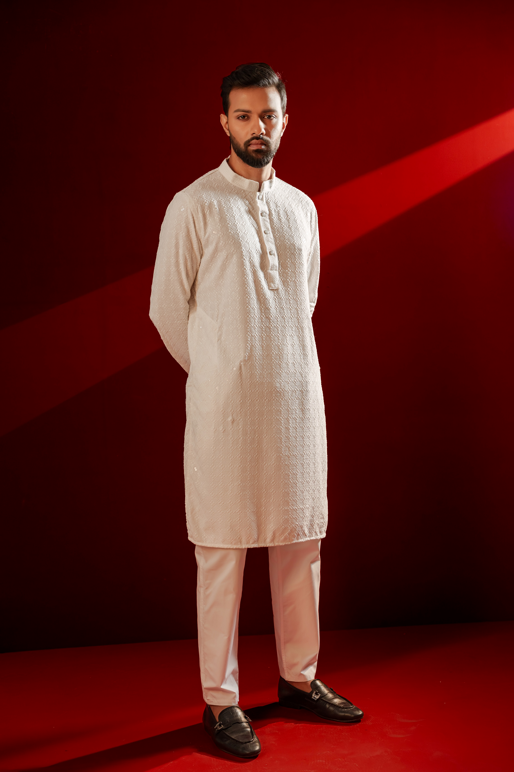 Zameer Embroidered Panjabi – White