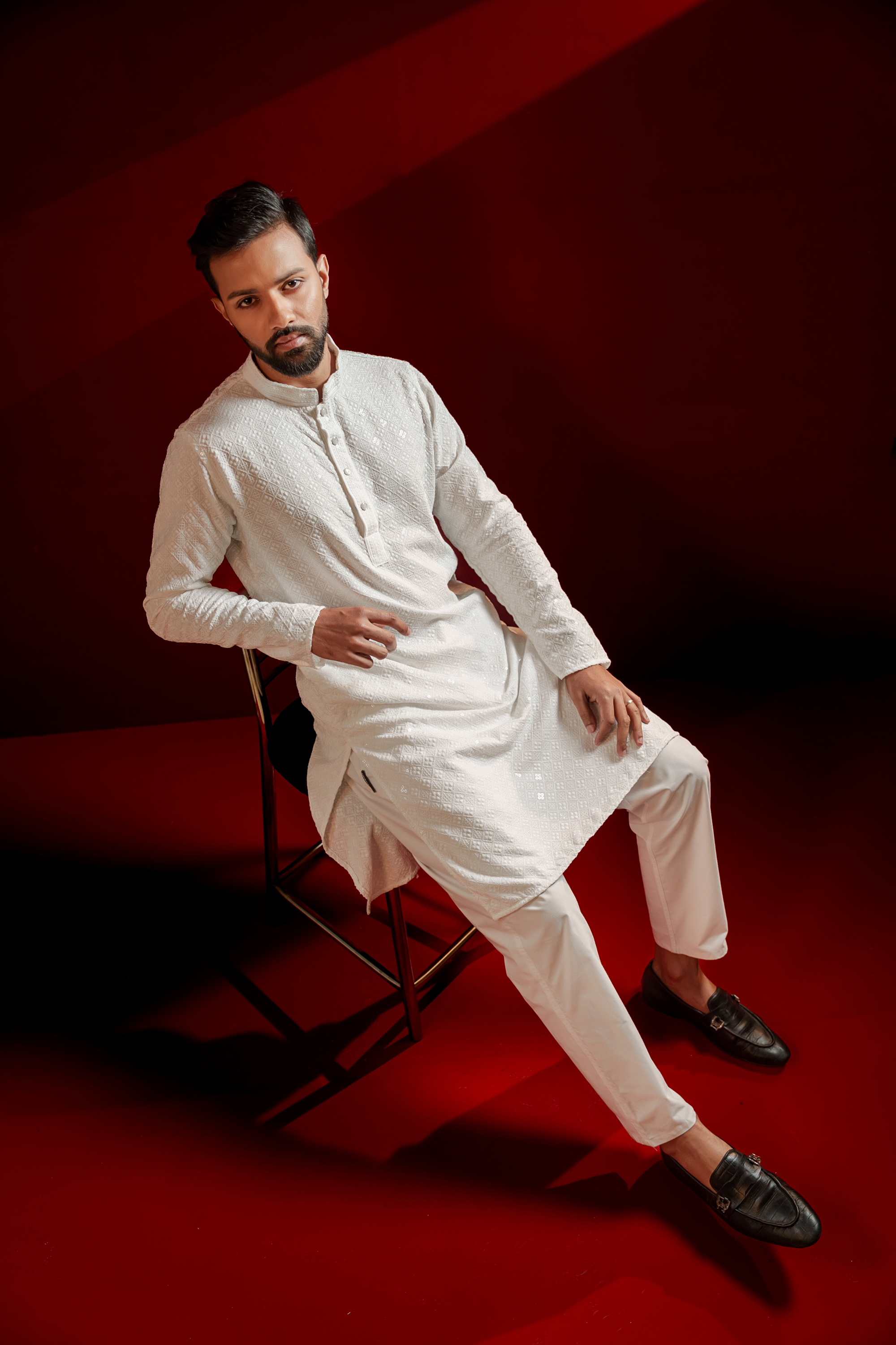 Zameer Embroidered Panjabi – White