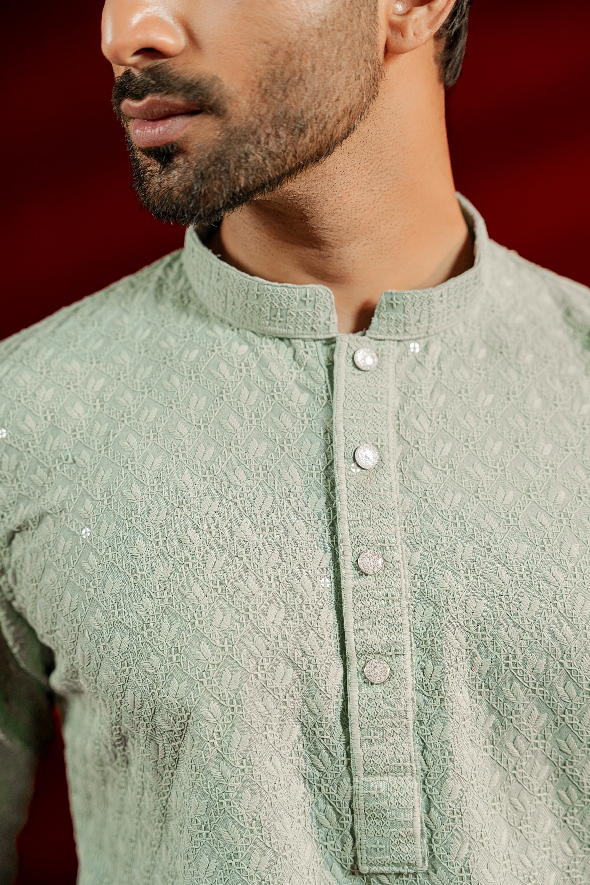 Zameer Embroidered Panjabi – Mint