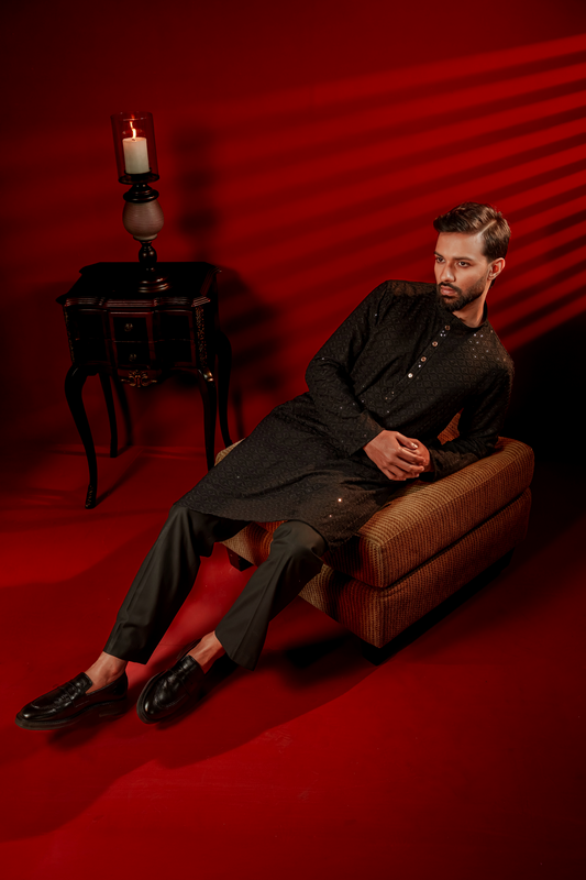 Zameer Embroidered Panjabi – Black