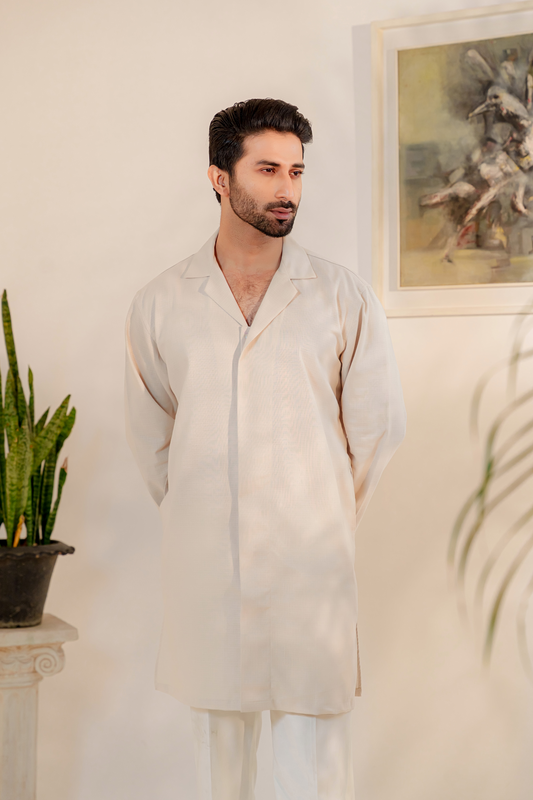 Omeir Contemporary Panjabi – Oatmeal Khaadi