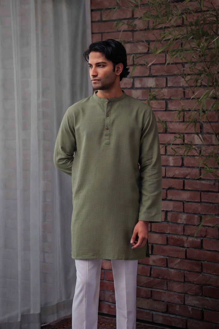 Shehzan Contemporary Panjabi - Olive