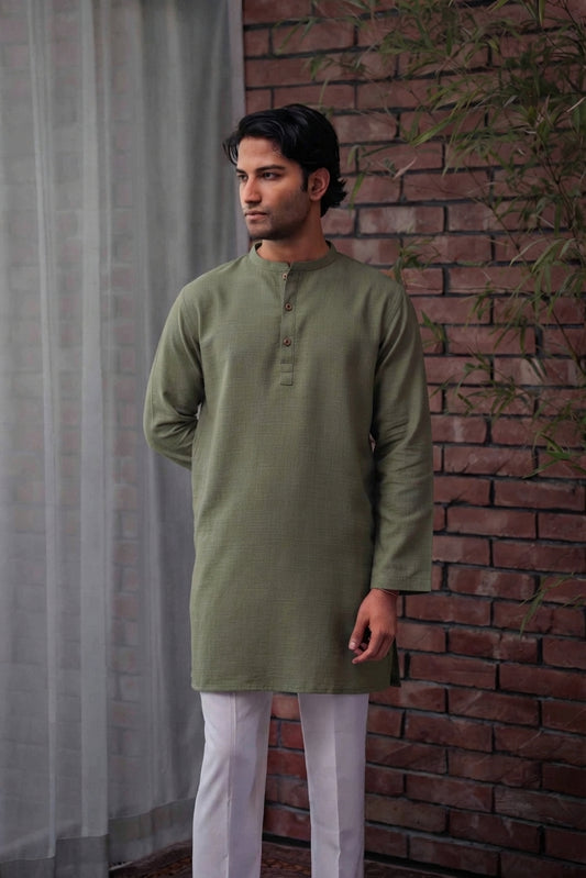 Shehzan Contemporary Panjabi - Olive