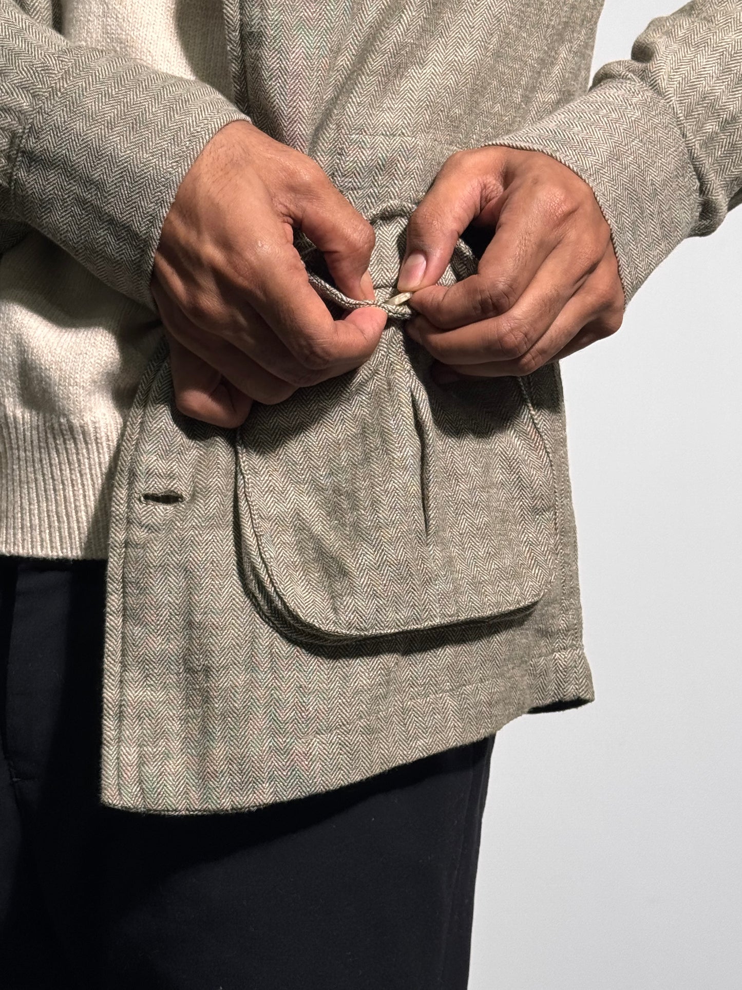 Olive Herringbone Travel Jacket