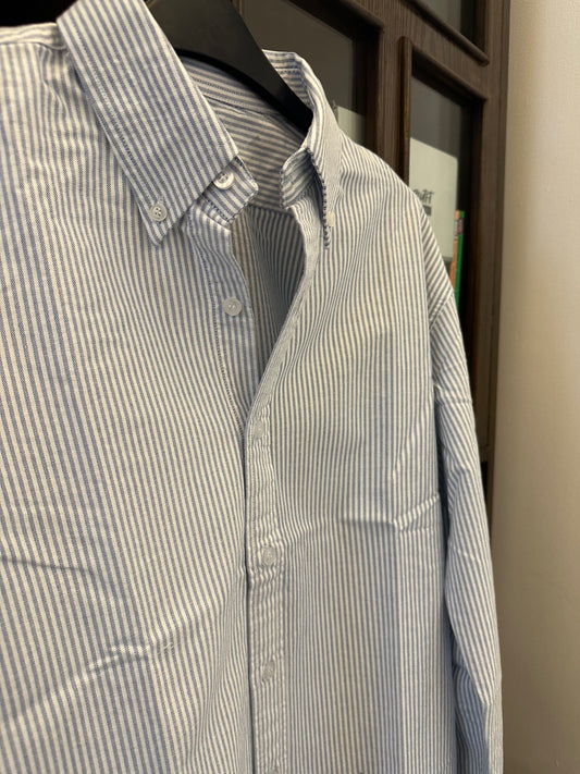 Sky Blue Striped Oxford Button Down Shirt
