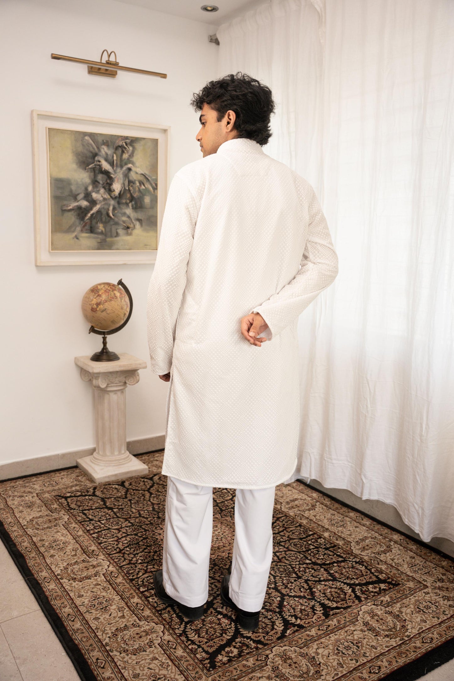 White Textured Panjabi
