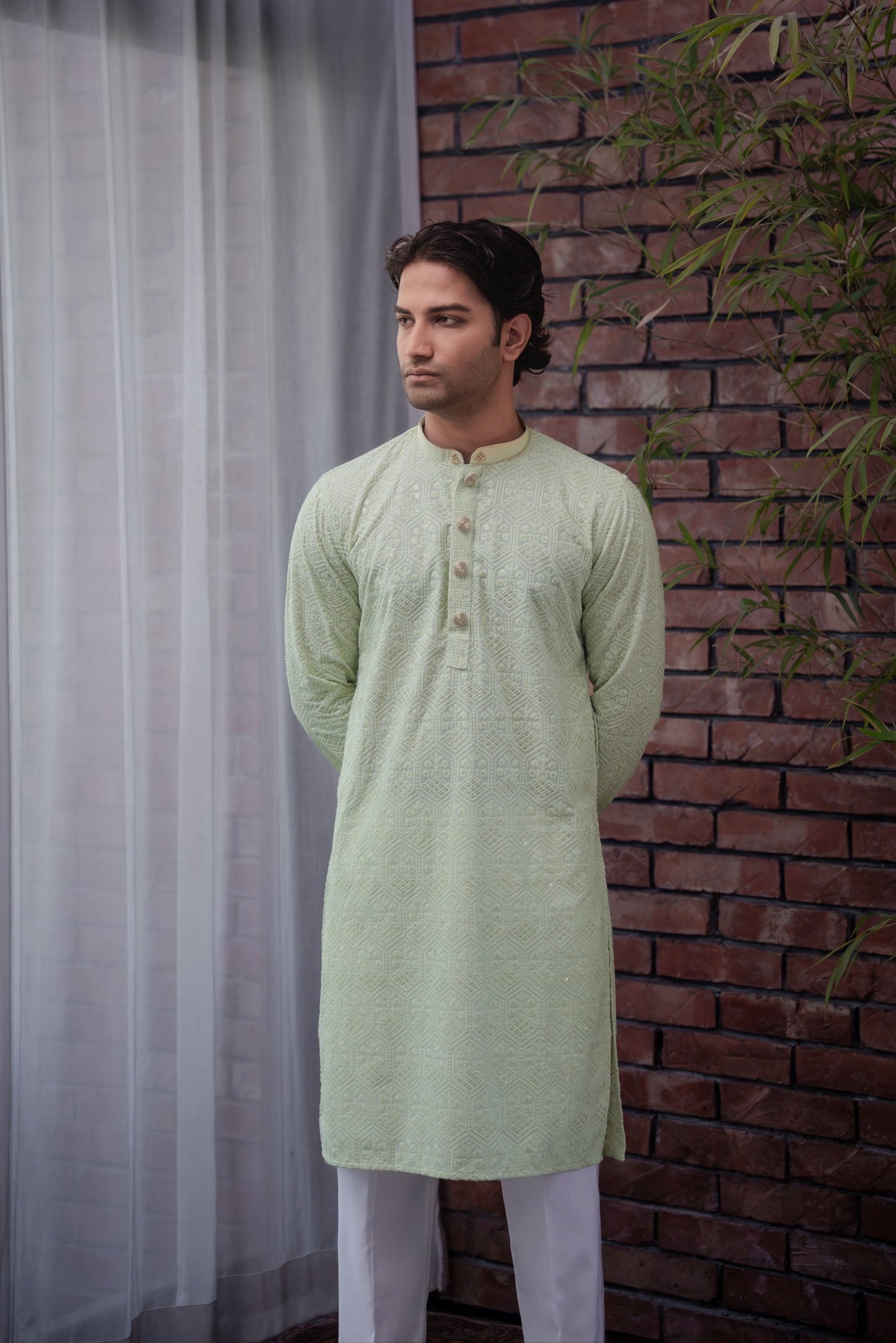 Ishaan Panjabi in Pastel Green