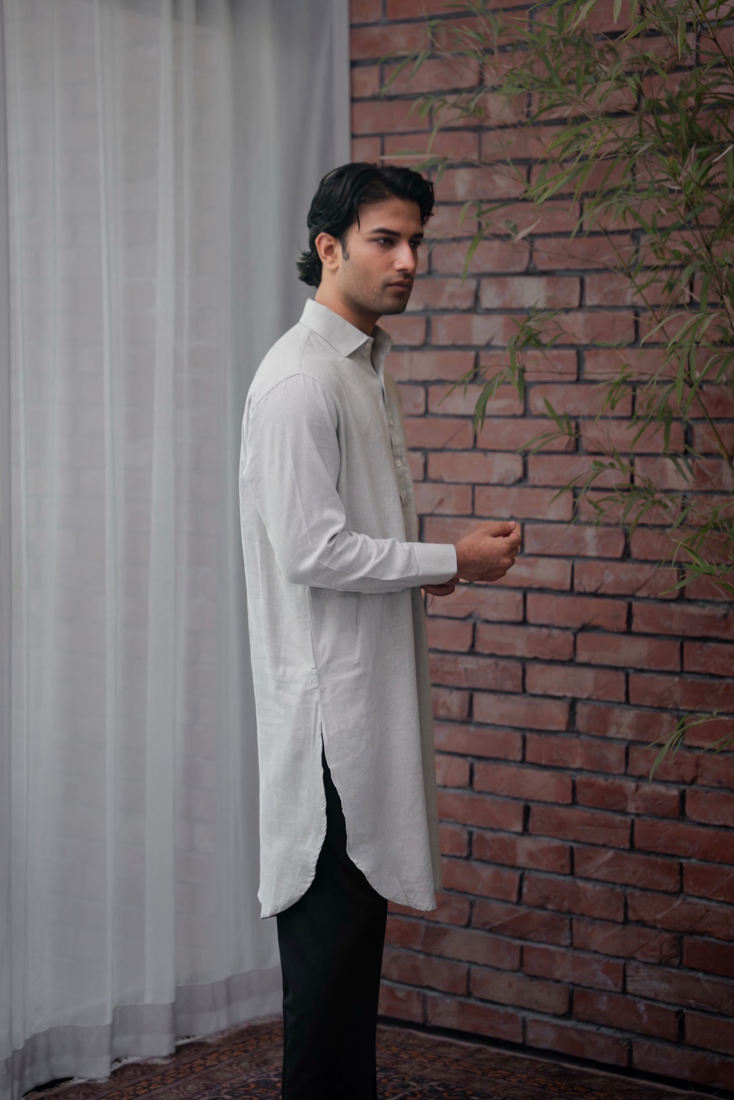 Aarib Structured Contemporary Kurta - Faded Green