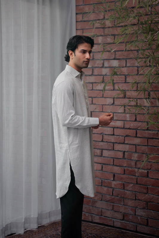 Aarib Structured Contemporary Kurta - Faded Green