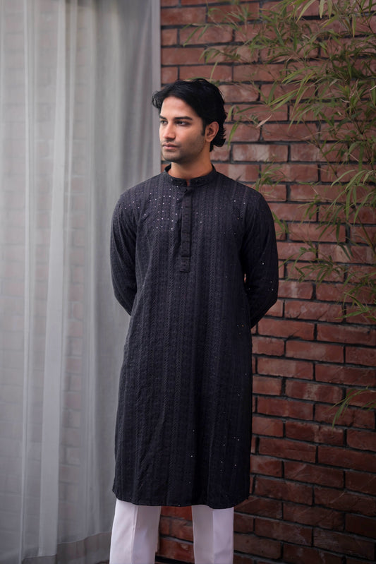 Reyaan Panjabi in Charcoal Blue