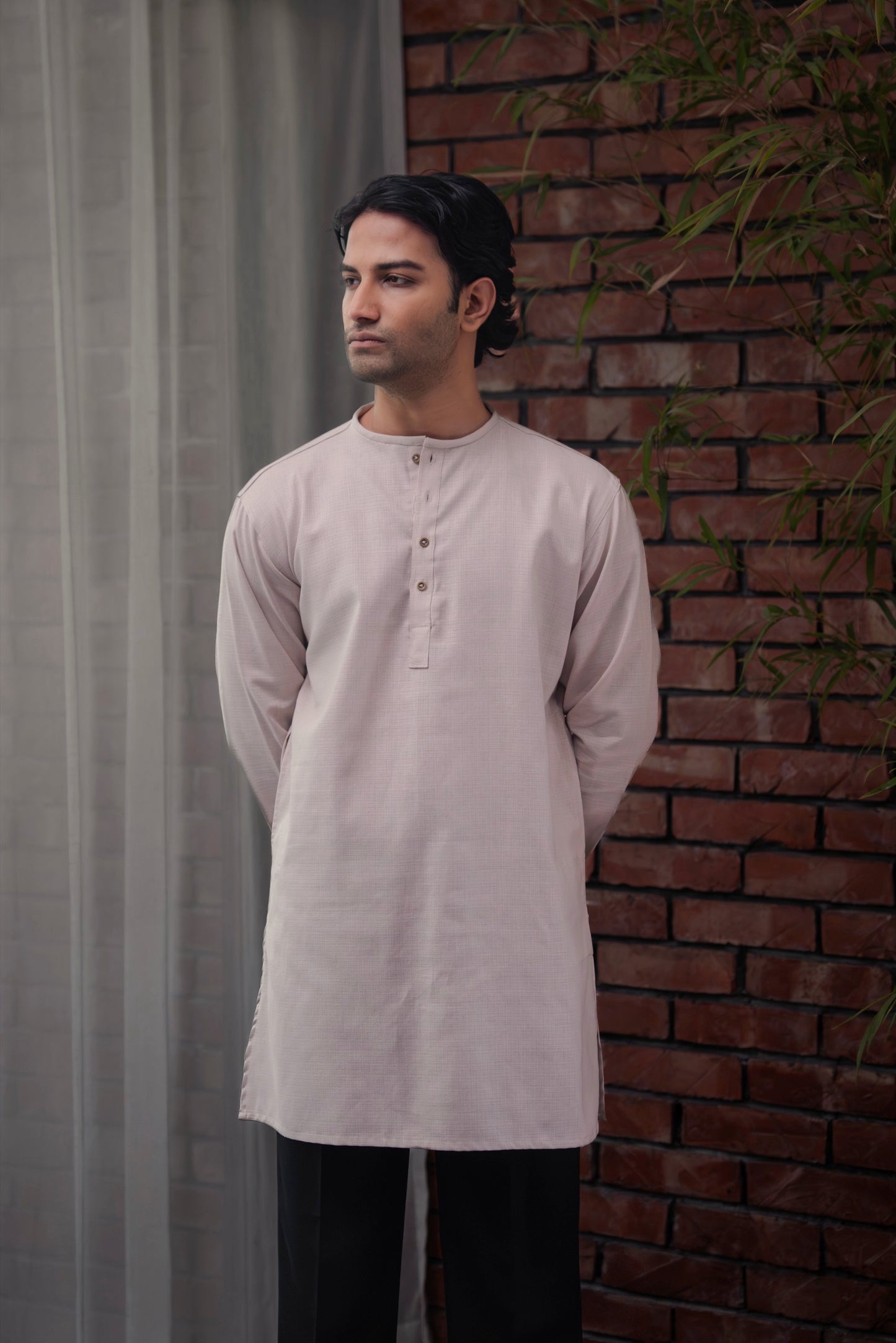 Shehzan Contemporary Panjabi In Oatmeal