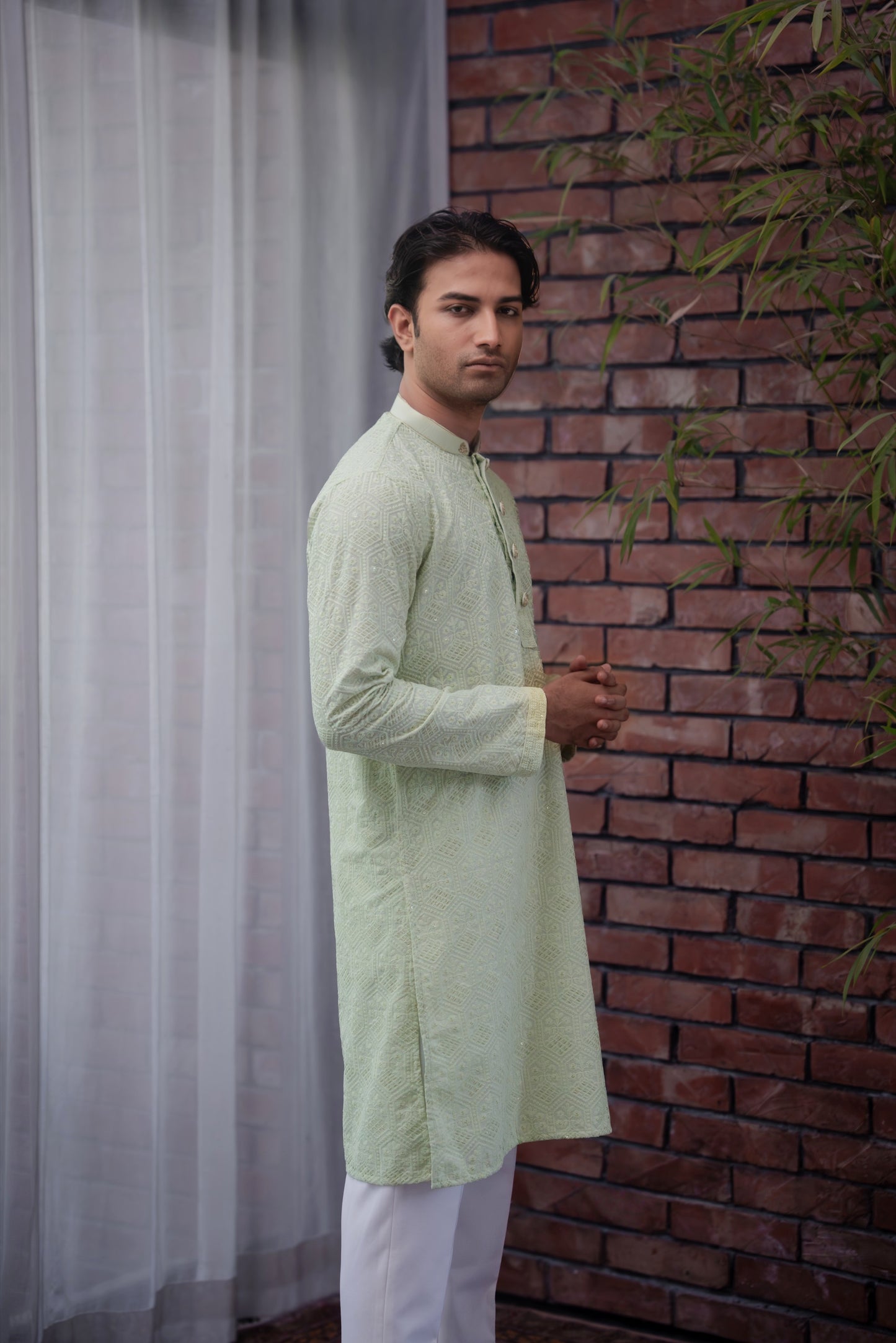 Ishaan Panjabi in Pastel Green