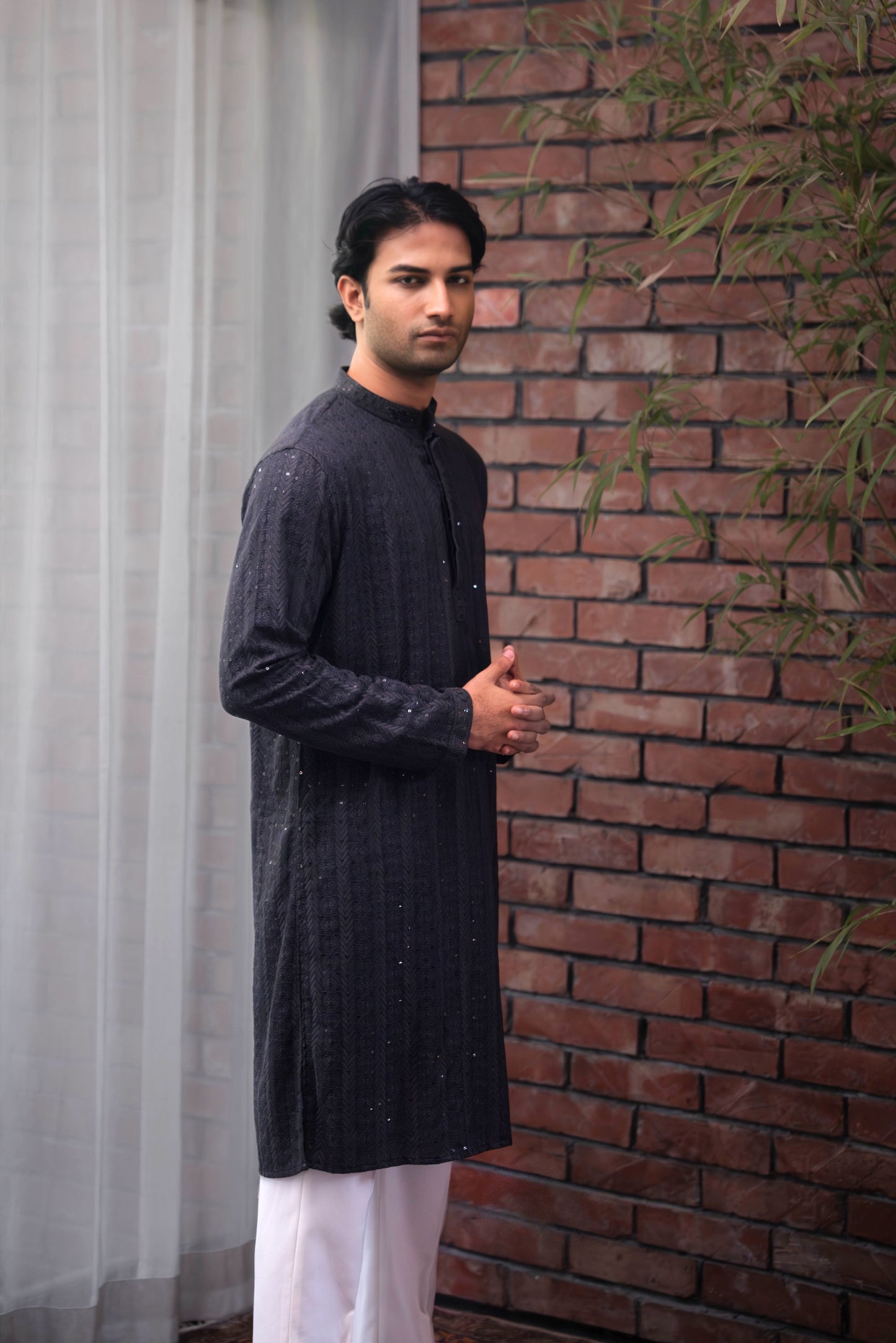 Reyaan Panjabi in Charcoal Blue