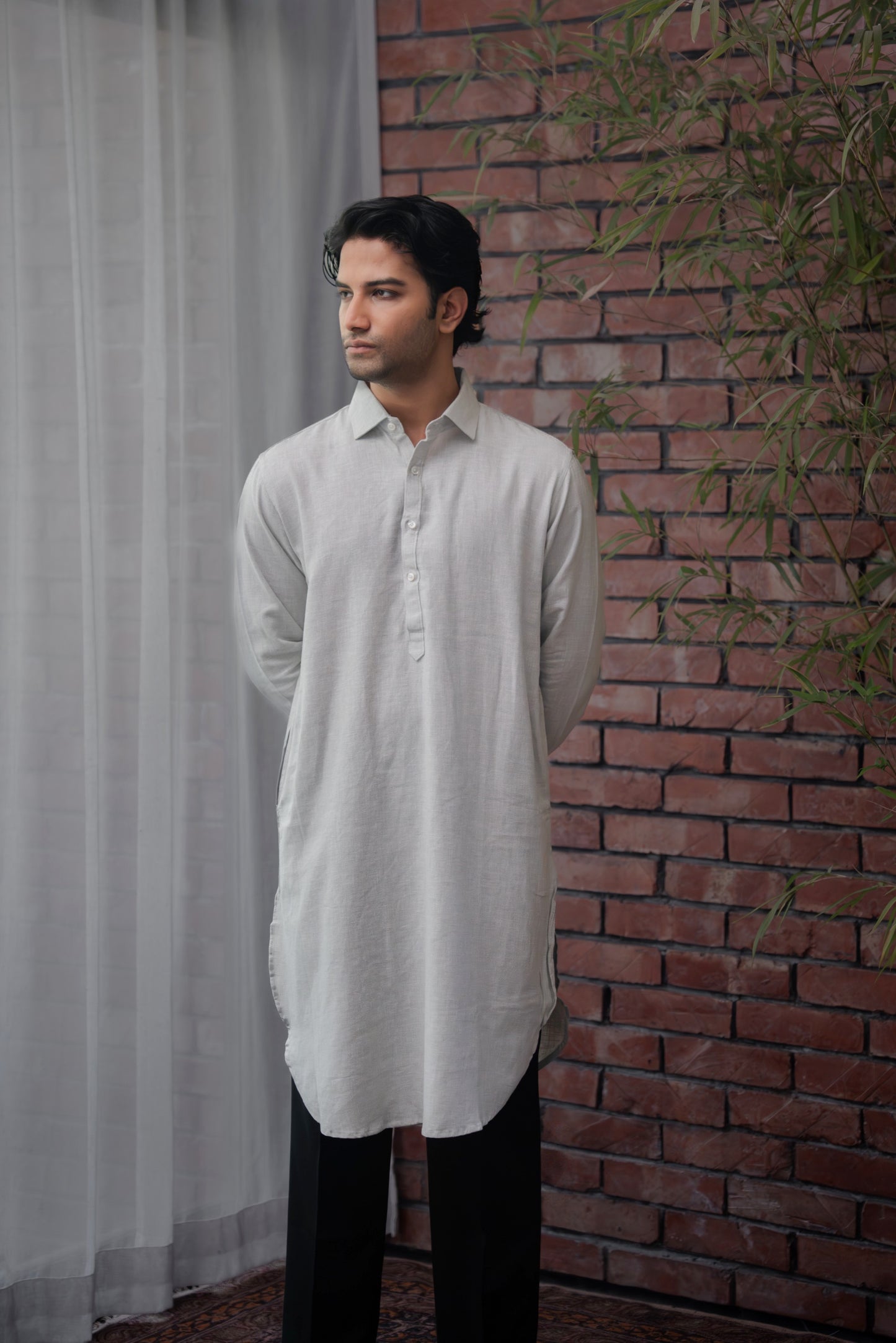 Aarib Structured Contemporary Kurta - Faded Green